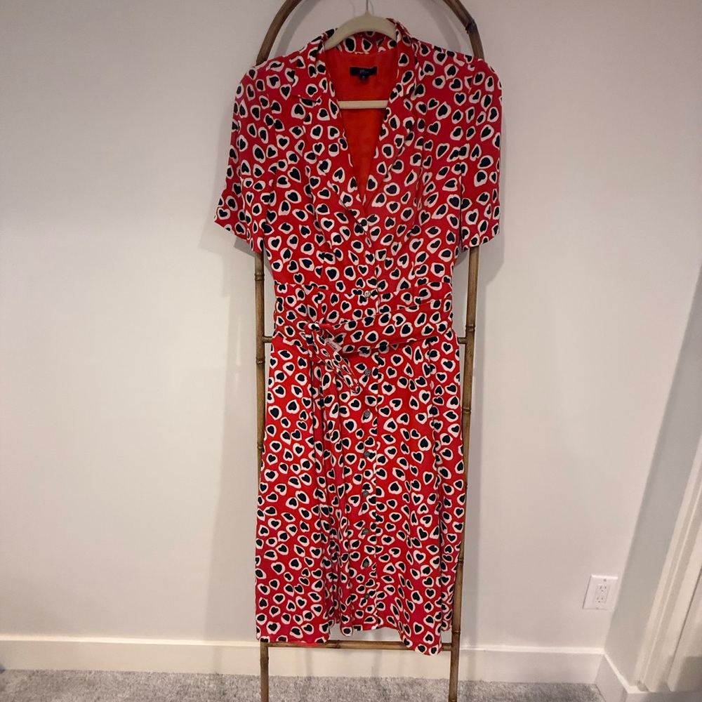 J. Crew Red and White Flutter Sleeve Sundress